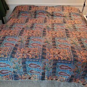 Stunning Vintage Tapestry Needlecraft Bedspread Cover Coverlet Birds 97x104"